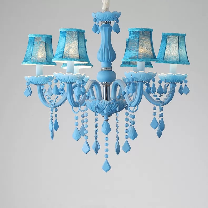 Kindergarten Tapered Shade Chandelier with Crystal Deco Glass Macaron Style Hanging Light Clearhalo 'Ceiling Lights' 'Chandeliers' Lighting' options 68505