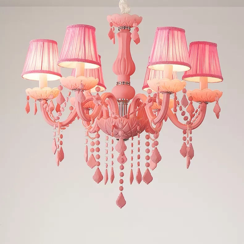 Kindergarten Tapered Shade Chandelier with Crystal Deco Glass Macaron Style Hanging Light Clearhalo 'Ceiling Lights' 'Chandeliers' Lighting' options 68508
