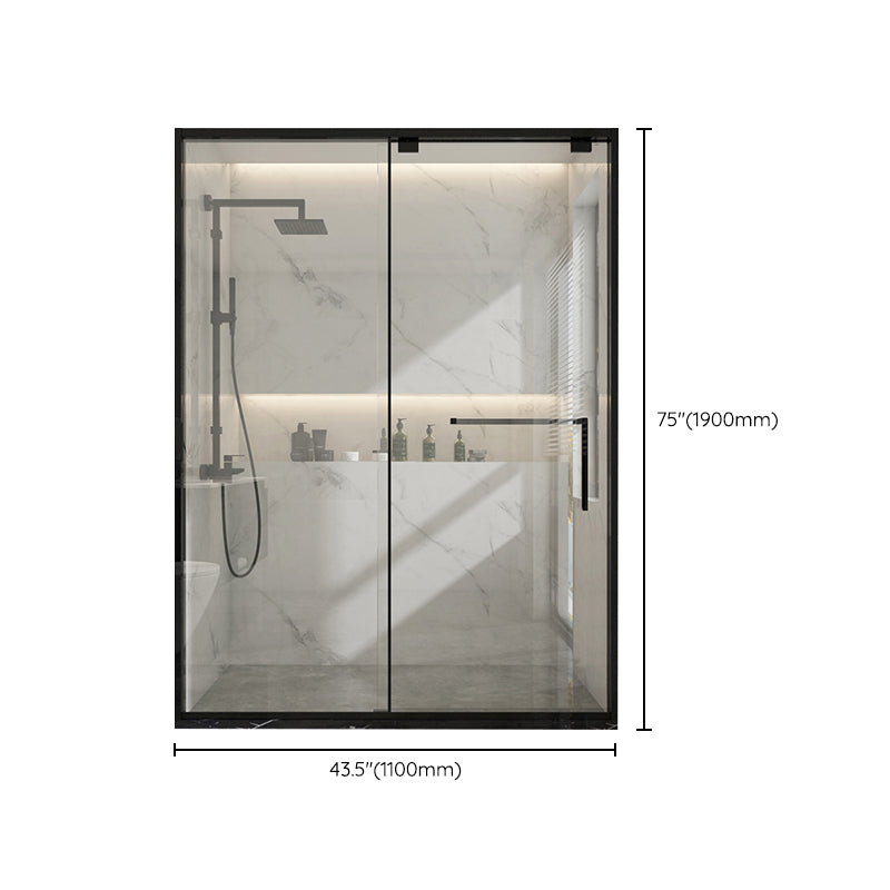 Black Stainless Steel Narrow Frame Semi Frameless Single Swing Shower Door Clearhalo 'Bathroom Remodel & Bathroom Fixtures' 'Home Improvement' 'home_improvement' 'home_improvement_shower_tub_doors' 'Shower and Tub Doors' 'shower_tub_doors' 'Showers & Bathtubs' 6850806