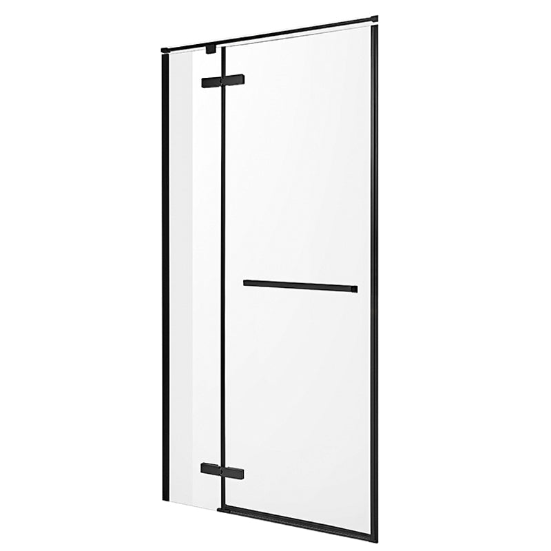 Hinged Stainless Steel Semi Frameless Shower Screen Black Narrow Edge Shower Door Clearhalo 'Bathroom Remodel & Bathroom Fixtures' 'Home Improvement' 'home_improvement' 'home_improvement_shower_tub_doors' 'Shower and Tub Doors' 'shower_tub_doors' 'Showers & Bathtubs' 6850868