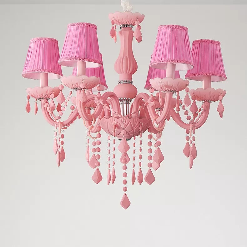 Kindergarten Tapered Shade Chandelier with Crystal Deco Glass Macaron Style Hanging Light Clearhalo 'Ceiling Lights' 'Chandeliers' Lighting' options 68509