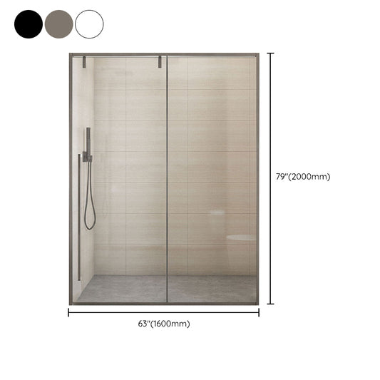 Semi Frameless Single Move Thickened Tempered Glass Shower Door Clearhalo 'Bathroom Remodel & Bathroom Fixtures' 'Home Improvement' 'home_improvement' 'home_improvement_shower_tub_doors' 'Shower and Tub Doors' 'shower_tub_doors' 'Showers & Bathtubs' 6850941