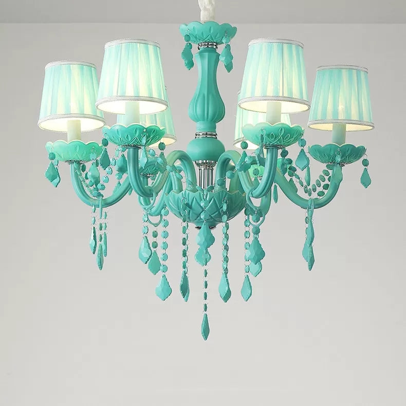 Kindergarten Tapered Shade Chandelier with Crystal Deco Glass Macaron Style Hanging Light Clearhalo 'Ceiling Lights' 'Chandeliers' Lighting' options 68511