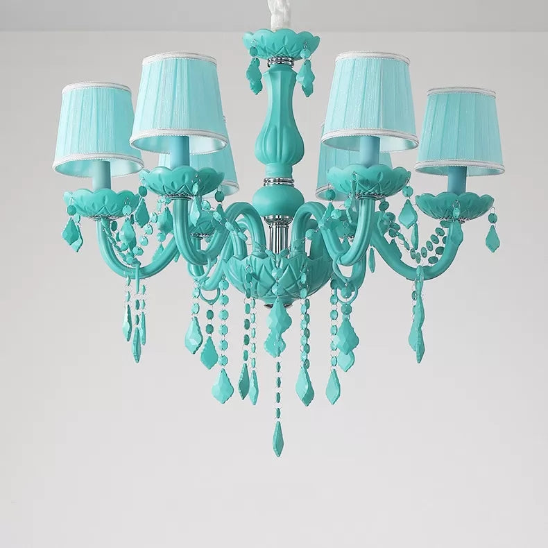 Kindergarten Tapered Shade Chandelier with Crystal Deco Glass Macaron Style Hanging Light Clearhalo 'Ceiling Lights' 'Chandeliers' Lighting' options 68512
