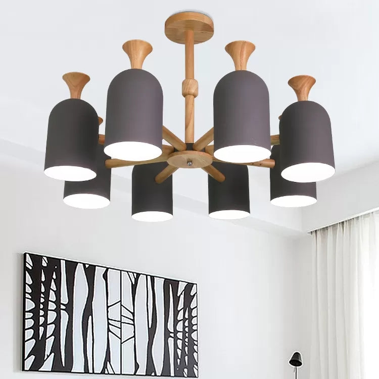 Inverted Goblet Pendant Light Nordic Design Wood Chandelier for Child Bedroom Clearhalo 'Ceiling Lights' 'Chandeliers' Lighting' options 68558