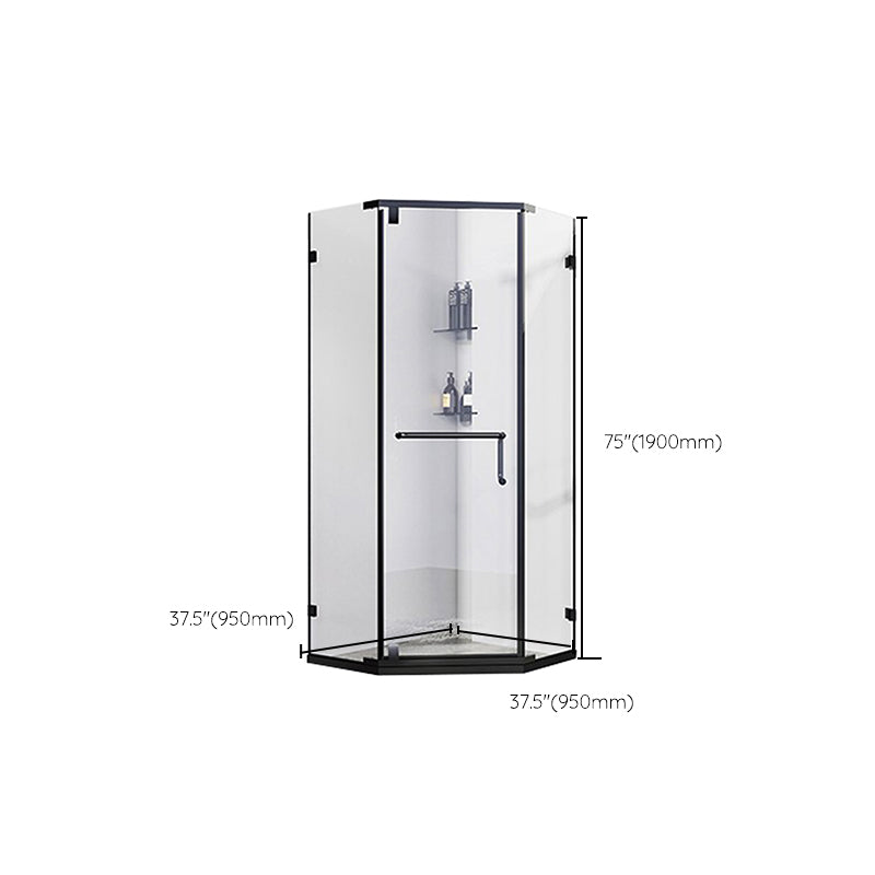 Neo-Angle Polished Glass Shower Enclosure Matt Black Frame Shower Stall Clearhalo 'Bathroom Remodel & Bathroom Fixtures' 'Home Improvement' 'home_improvement' 'home_improvement_shower_stalls_enclosures' 'Shower Stalls & Enclosures' 'shower_stalls_enclosures' 'Showers & Bathtubs' 6858018