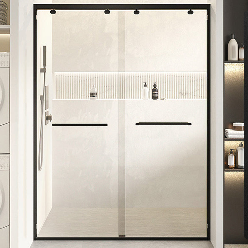 Double Sliding Shower Door Semi Frameless Shower Door with Stainless Steel Frame Clearhalo 'Bathroom Remodel & Bathroom Fixtures' 'Home Improvement' 'home_improvement' 'home_improvement_shower_tub_doors' 'Shower and Tub Doors' 'shower_tub_doors' 'Showers & Bathtubs' 6858369