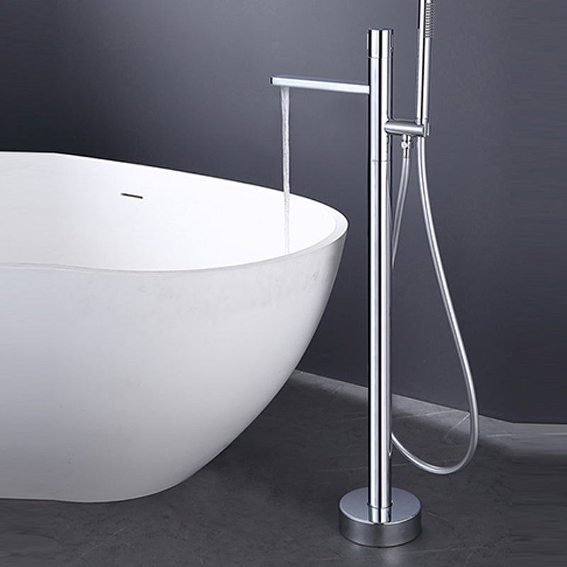 Modern Floor Standing Faucet Handheld Shower Head Bathtub Faucet Clearhalo 'Bathroom Remodel & Bathroom Fixtures' 'Bathtub Faucets' 'bathtub_faucets' 'Home Improvement' 'home_improvement' 'home_improvement_bathtub_faucets' 6859063