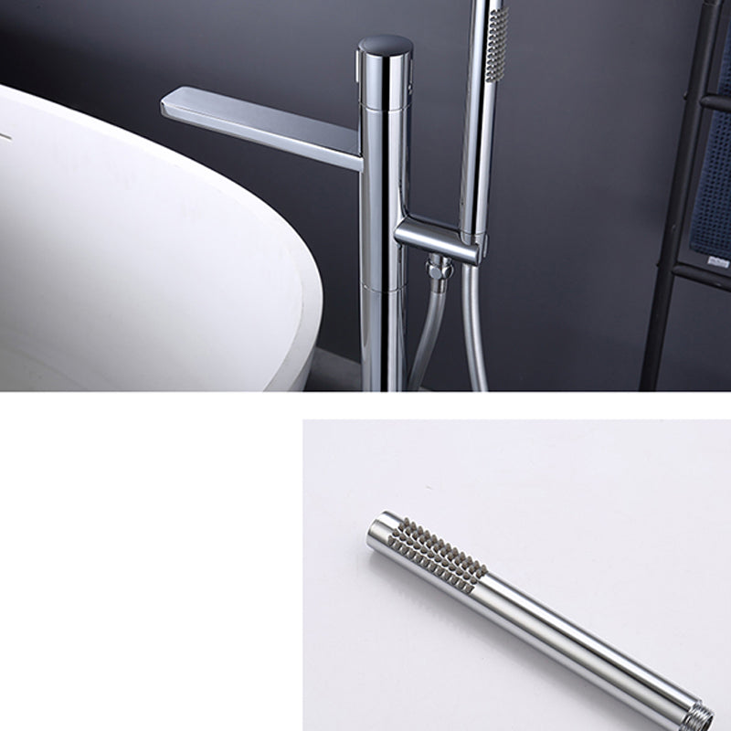 Modern Floor Standing Faucet Handheld Shower Head Bathtub Faucet Clearhalo 'Bathroom Remodel & Bathroom Fixtures' 'Bathtub Faucets' 'bathtub_faucets' 'Home Improvement' 'home_improvement' 'home_improvement_bathtub_faucets' 6859074