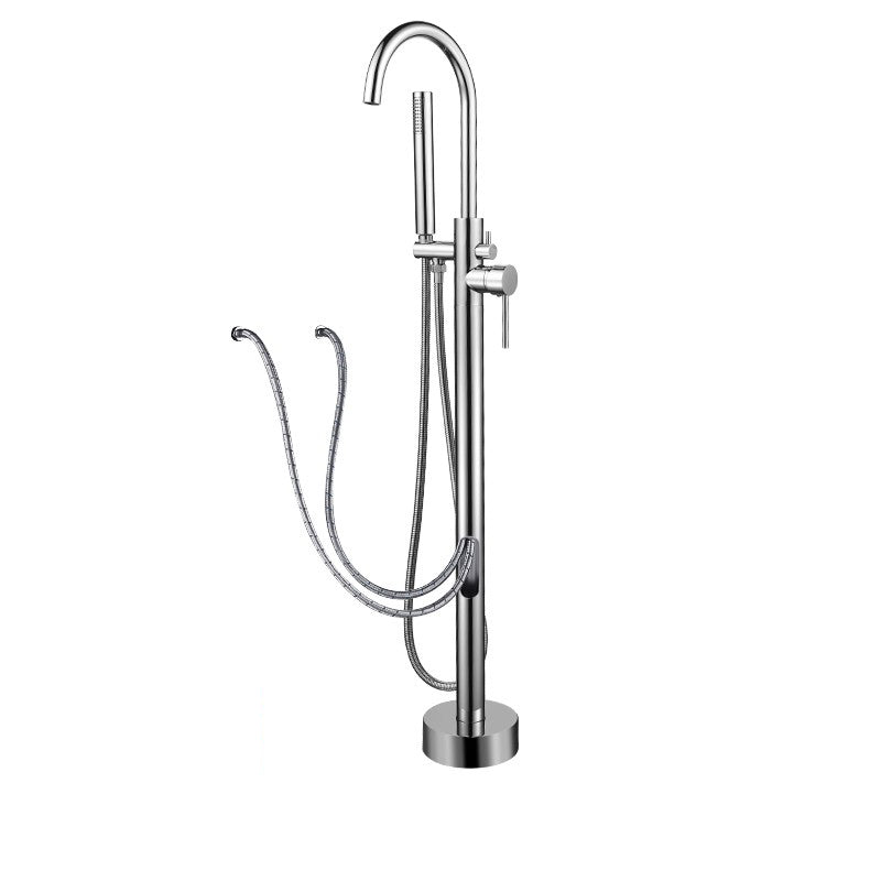 Modern Style Freestanding Tub Filler Copper Floor Mount Freestanding Tub Filler Chrome Wall Clearhalo 'Bathroom Remodel & Bathroom Fixtures' 'Bathtub Faucets' 'bathtub_faucets' 'Home Improvement' 'home_improvement' 'home_improvement_bathtub_faucets' 6859525