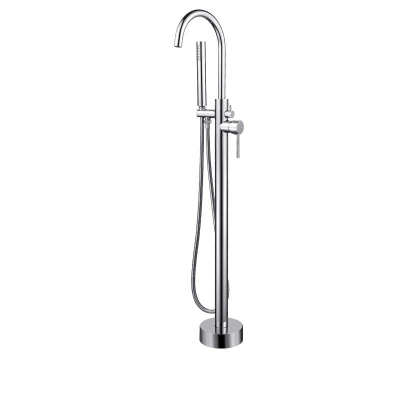 Modern Style Freestanding Tub Filler Copper Floor Mount Freestanding Tub Filler Chrome Ground Clearhalo 'Bathroom Remodel & Bathroom Fixtures' 'Bathtub Faucets' 'bathtub_faucets' 'Home Improvement' 'home_improvement' 'home_improvement_bathtub_faucets' 6859530