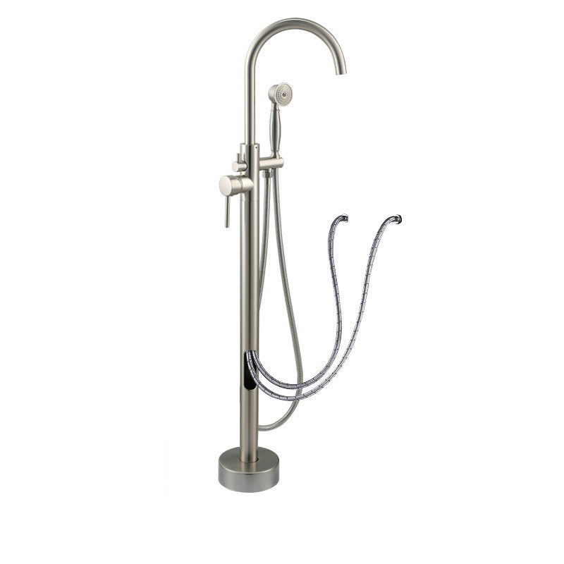 Modern Style Freestanding Tub Filler Copper Floor Mount Freestanding Tub Filler Silver Wall Clearhalo 'Bathroom Remodel & Bathroom Fixtures' 'Bathtub Faucets' 'bathtub_faucets' 'Home Improvement' 'home_improvement' 'home_improvement_bathtub_faucets' 6859532