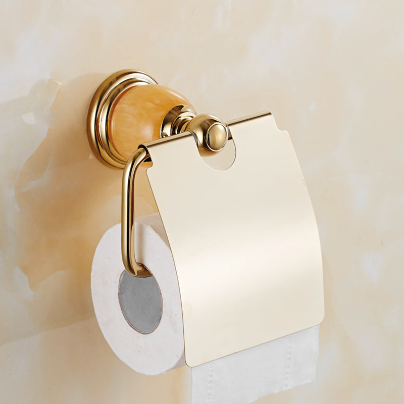 Contemporary Brushed Brass Bathroom Accessory As Individual Or As a Set Toilet Paper Holder Clearhalo 'Bathroom Hardware Sets' 'Bathroom Hardware' 'Bathroom Remodel & Bathroom Fixtures' 'bathroom_hardware_sets' 'Home Improvement' 'home_improvement' 'home_improvement_bathroom_hardware_sets' 6864376