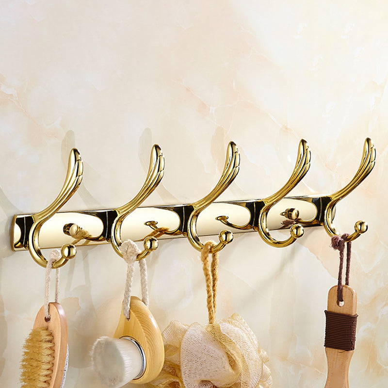 Contemporary Brushed Brass Bathroom Accessory As Individual Or As a Set Towel/Robe Hook (Row Hooks) Clearhalo 'Bathroom Hardware Sets' 'Bathroom Hardware' 'Bathroom Remodel & Bathroom Fixtures' 'bathroom_hardware_sets' 'Home Improvement' 'home_improvement' 'home_improvement_bathroom_hardware_sets' 6864389