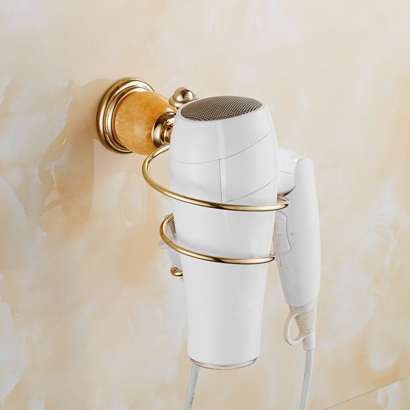 Contemporary Brushed Brass Bathroom Accessory As Individual Or As a Set Hair Dryer Holder Clearhalo 'Bathroom Hardware Sets' 'Bathroom Hardware' 'Bathroom Remodel & Bathroom Fixtures' 'bathroom_hardware_sets' 'Home Improvement' 'home_improvement' 'home_improvement_bathroom_hardware_sets' 6864392