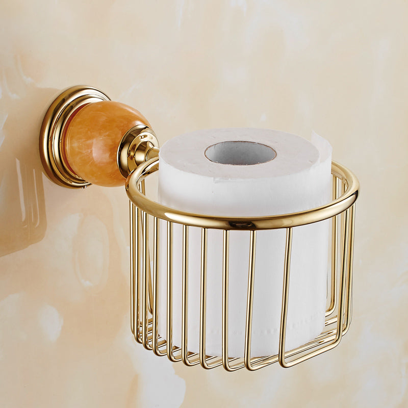 Contemporary Brushed Brass Bathroom Accessory As Individual Or As a Set Tissue Basket Clearhalo 'Bathroom Hardware Sets' 'Bathroom Hardware' 'Bathroom Remodel & Bathroom Fixtures' 'bathroom_hardware_sets' 'Home Improvement' 'home_improvement' 'home_improvement_bathroom_hardware_sets' 6864403