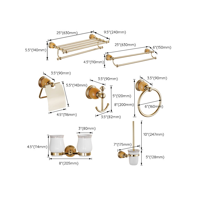 Contemporary Brushed Brass Bathroom Accessory As Individual Or As a Set Clearhalo 'Bathroom Hardware Sets' 'Bathroom Hardware' 'Bathroom Remodel & Bathroom Fixtures' 'bathroom_hardware_sets' 'Home Improvement' 'home_improvement' 'home_improvement_bathroom_hardware_sets' 6864405