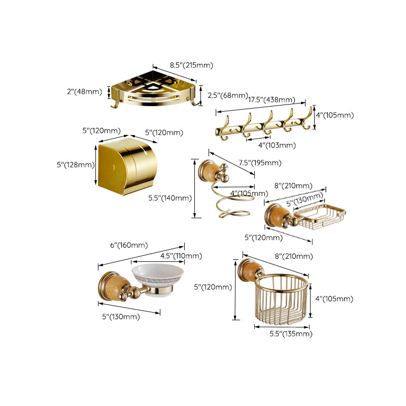 Contemporary Brushed Brass Bathroom Accessory As Individual Or As a Set Clearhalo 'Bathroom Hardware Sets' 'Bathroom Hardware' 'Bathroom Remodel & Bathroom Fixtures' 'bathroom_hardware_sets' 'Home Improvement' 'home_improvement' 'home_improvement_bathroom_hardware_sets' 6864406