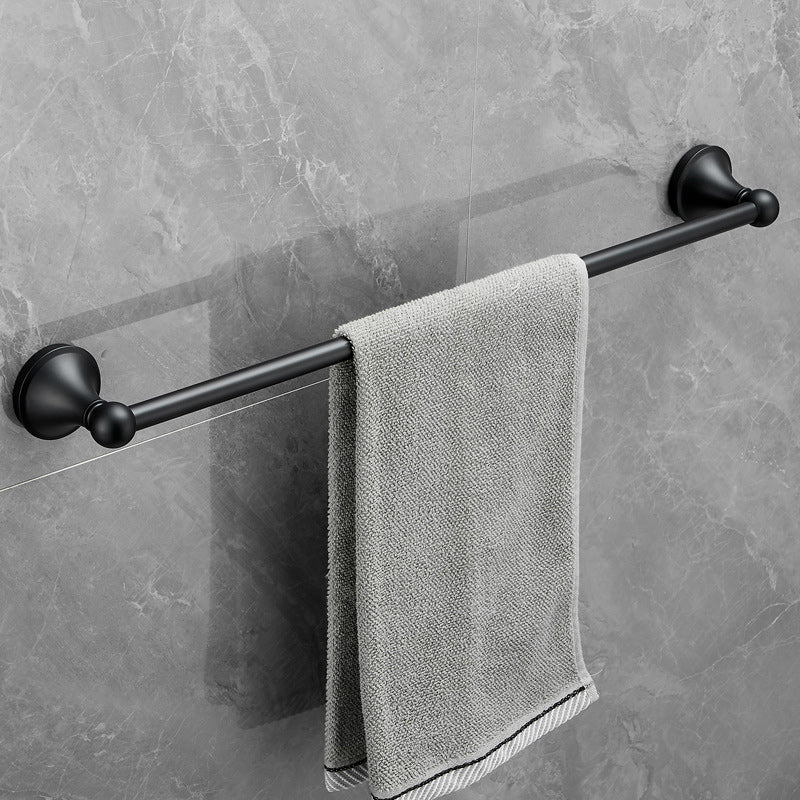 6-Piece Modern Bath Hardware Set in Stainless Steel Matte Black Robe Hooks/Towel Ring Bar Clearhalo 'Bathroom Hardware Sets' 'Bathroom Hardware' 'Bathroom Remodel & Bathroom Fixtures' 'bathroom_hardware_sets' 'Home Improvement' 'home_improvement' 'home_improvement_bathroom_hardware_sets' 6864476