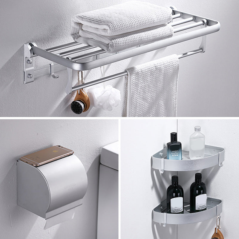 Contemporary Silver Bathroom Accessory As Individual Or As a Set 4-Piece Set Clearhalo 'Bathroom Hardware Sets' 'Bathroom Hardware' 'Bathroom Remodel & Bathroom Fixtures' 'bathroom_hardware_sets' 'Home Improvement' 'home_improvement' 'home_improvement_bathroom_hardware_sets' 6864503