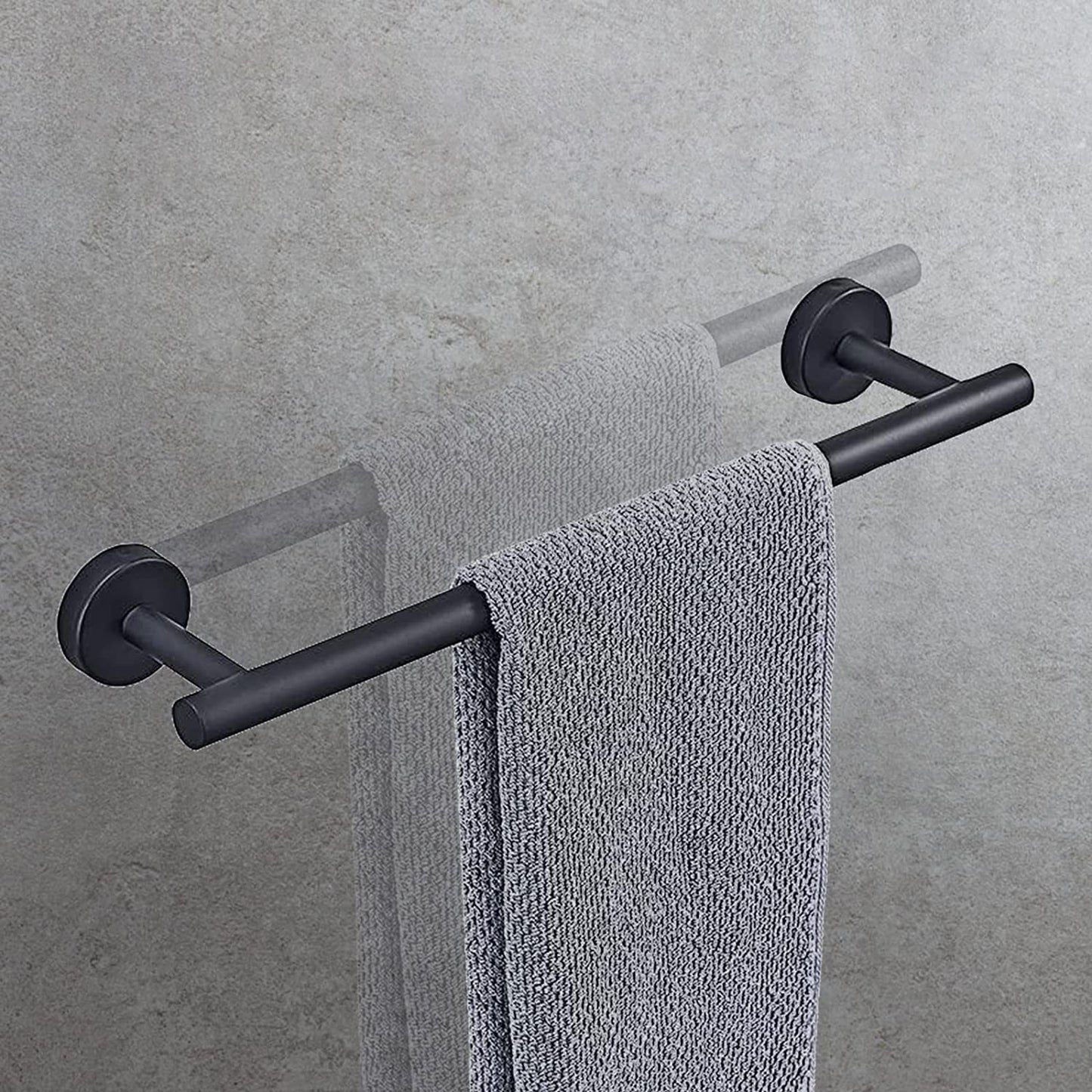 Matte Black Bathroom Hardware Set Stainless Steel Towel Bar/Paper Holder/Robe Hooks Clearhalo 'Bathroom Hardware Sets' 'Bathroom Hardware' 'Bathroom Remodel & Bathroom Fixtures' 'bathroom_hardware_sets' 'Home Improvement' 'home_improvement' 'home_improvement_bathroom_hardware_sets' 6864560