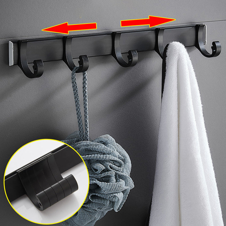 6-Piece Modern Bathroom Hardware Set in Matte Black with Bath Shelf/Towel Bar & Robe Hooks Clearhalo 'Bathroom Hardware Sets' 'Bathroom Hardware' 'Bathroom Remodel & Bathroom Fixtures' 'bathroom_hardware_sets' 'Home Improvement' 'home_improvement' 'home_improvement_bathroom_hardware_sets' 6864583