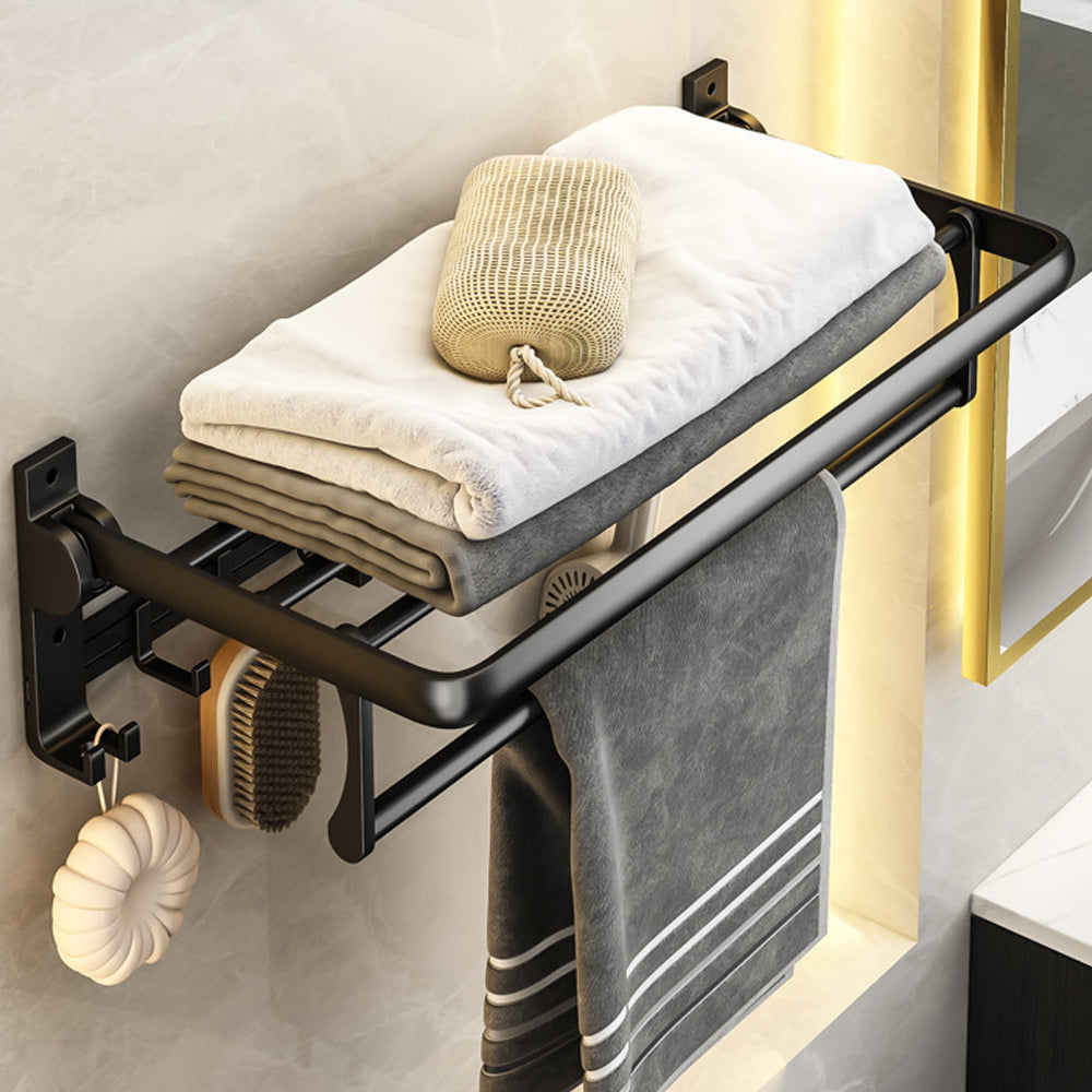 Contemporary Bath Hardware Set Matte Black Bathroom Set with Robe Hooks/Towel Bar Clearhalo 'Bathroom Hardware Sets' 'Bathroom Hardware' 'Bathroom Remodel & Bathroom Fixtures' 'bathroom_hardware_sets' 'Home Improvement' 'home_improvement' 'home_improvement_bathroom_hardware_sets' 6864668