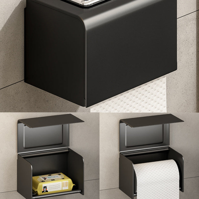 Contemporary Bath Hardware Set Matte Black Bathroom Set with Robe Hooks/Towel Bar Clearhalo 'Bathroom Hardware Sets' 'Bathroom Hardware' 'Bathroom Remodel & Bathroom Fixtures' 'bathroom_hardware_sets' 'Home Improvement' 'home_improvement' 'home_improvement_bathroom_hardware_sets' 6864676