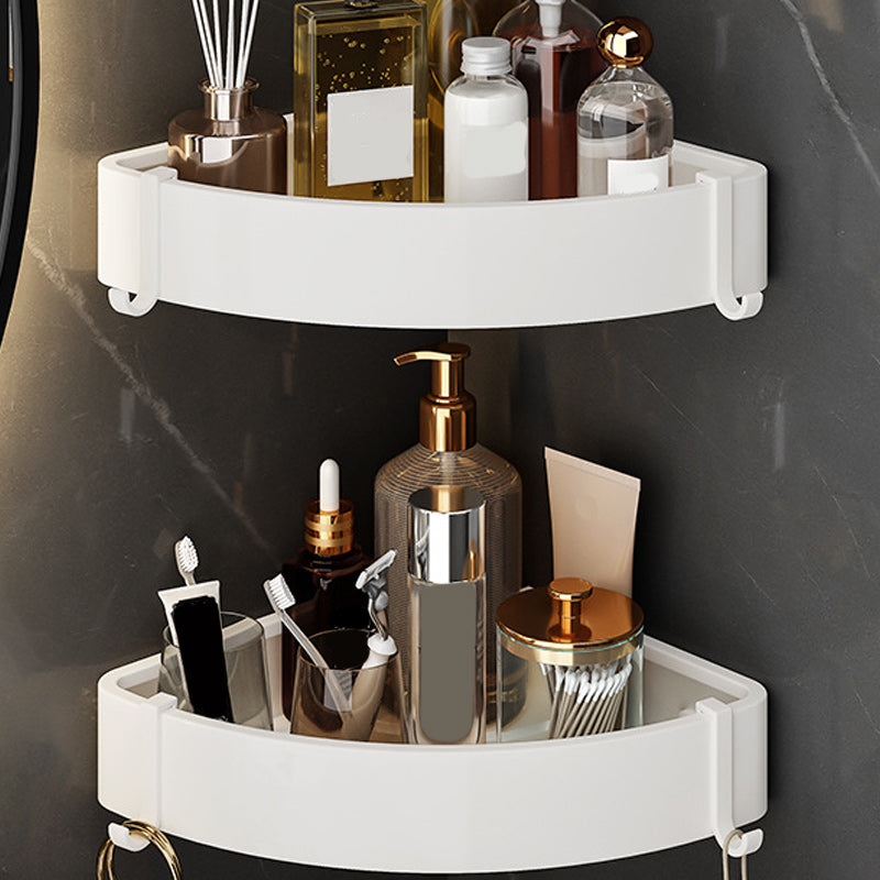 White Contemporary Bathroom Accessory Set Stainless Aluminum Bathroom Set 2-Piece Set (Triangular Bath Shelf) Clearhalo 'Bathroom Hardware Sets' 'Bathroom Hardware' 'Bathroom Remodel & Bathroom Fixtures' 'bathroom_hardware_sets' 'Home Improvement' 'home_improvement' 'home_improvement_bathroom_hardware_sets' 6864748