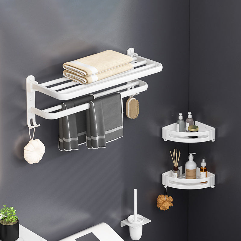 White Contemporary Bathroom Accessory Set Stainless Aluminum Bathroom Set 4-Piece Set (Toilet Brush) Clearhalo 'Bathroom Hardware Sets' 'Bathroom Hardware' 'Bathroom Remodel & Bathroom Fixtures' 'bathroom_hardware_sets' 'Home Improvement' 'home_improvement' 'home_improvement_bathroom_hardware_sets' 6864754