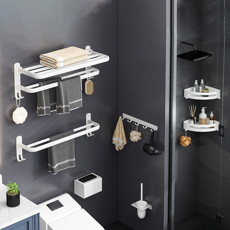 White Contemporary Bathroom Accessory Set Stainless Aluminum Bathroom Set 7-Piece Set Clearhalo 'Bathroom Hardware Sets' 'Bathroom Hardware' 'Bathroom Remodel & Bathroom Fixtures' 'bathroom_hardware_sets' 'Home Improvement' 'home_improvement' 'home_improvement_bathroom_hardware_sets' 6864756