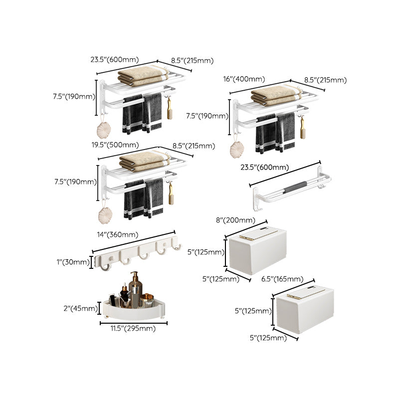 White Contemporary Bathroom Accessory Set Stainless Aluminum Bathroom Set Clearhalo 'Bathroom Hardware Sets' 'Bathroom Hardware' 'Bathroom Remodel & Bathroom Fixtures' 'bathroom_hardware_sets' 'Home Improvement' 'home_improvement' 'home_improvement_bathroom_hardware_sets' 6864764