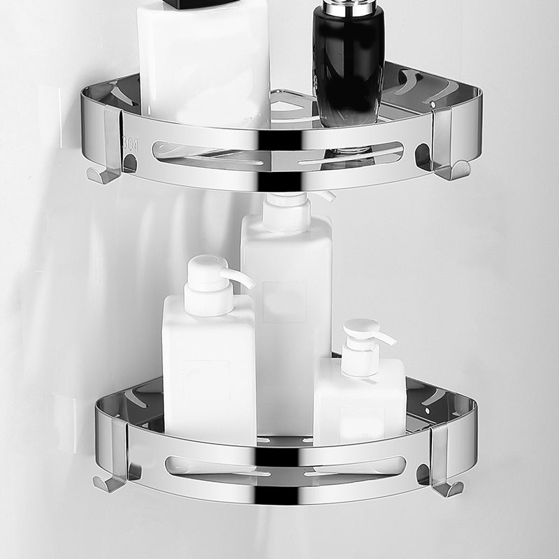 Modern Bathroom Set with Bath Shelf/Towel Bar Polished Chrome Bathroom Accessory Kit 2-Piece Set (Triangular Bath Shelf) Clearhalo 'Bathroom Hardware Sets' 'Bathroom Hardware' 'Bathroom Remodel & Bathroom Fixtures' 'bathroom_hardware_sets' 'Home Improvement' 'home_improvement' 'home_improvement_bathroom_hardware_sets' 6864767