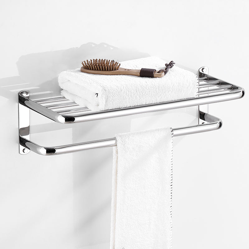 Modern Bathroom Set with Bath Shelf/Towel Bar Polished Chrome Bathroom Accessory Kit Horizontal Towel Rack (24"L) Clearhalo 'Bathroom Hardware Sets' 'Bathroom Hardware' 'Bathroom Remodel & Bathroom Fixtures' 'bathroom_hardware_sets' 'Home Improvement' 'home_improvement' 'home_improvement_bathroom_hardware_sets' 6864769