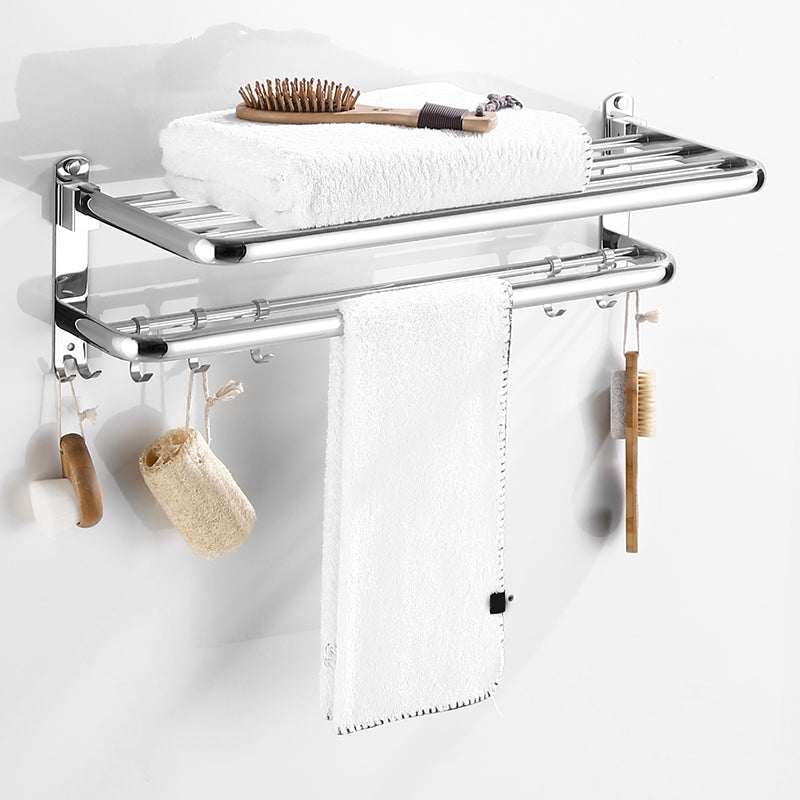 Modern Bathroom Set with Bath Shelf/Towel Bar Polished Chrome Bathroom Accessory Kit Clearhalo 'Bathroom Hardware Sets' 'Bathroom Hardware' 'Bathroom Remodel & Bathroom Fixtures' 'bathroom_hardware_sets' 'Home Improvement' 'home_improvement' 'home_improvement_bathroom_hardware_sets' 6864772