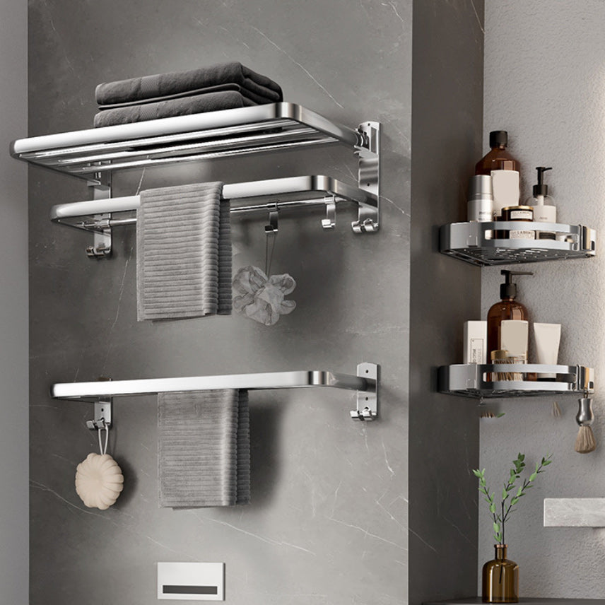 Modern Bathroom Accessory Kit Paper Holder Bath Shelf Stainless Steel Bathroom Hardware 4-Piece Set (Towel Bar) Clearhalo 'Bathroom Hardware Sets' 'Bathroom Hardware' 'Bathroom Remodel & Bathroom Fixtures' 'bathroom_hardware_sets' 'Home Improvement' 'home_improvement' 'home_improvement_bathroom_hardware_sets' 6864798