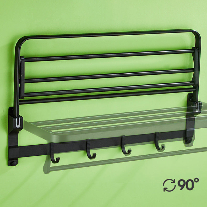 6-Piece Modern Bath Hardware Set in Aluminum Matte Black Towel Bar/Bath Shelf Clearhalo 'Bathroom Hardware Sets' 'Bathroom Hardware' 'Bathroom Remodel & Bathroom Fixtures' 'bathroom_hardware_sets' 'Home Improvement' 'home_improvement' 'home_improvement_bathroom_hardware_sets' 6864828