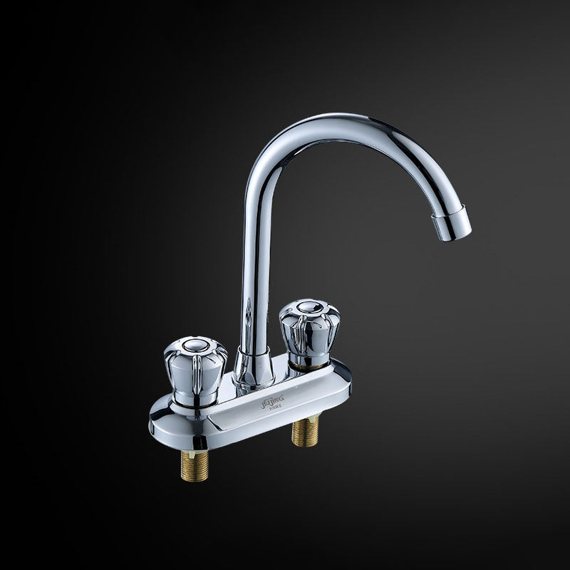 Swivel Spout Centerset Lavatory Faucet Contemporary Brass Bathroom Faucet Chrome Supply Lines Not Included Clearhalo 'Bathroom Remodel & Bathroom Fixtures' 'Bathroom Sink Faucets' 'Bathroom Sinks & Faucet Components' 'bathroom_sink_faucets' 'Home Improvement' 'home_improvement' 'home_improvement_bathroom_sink_faucets' 6871244