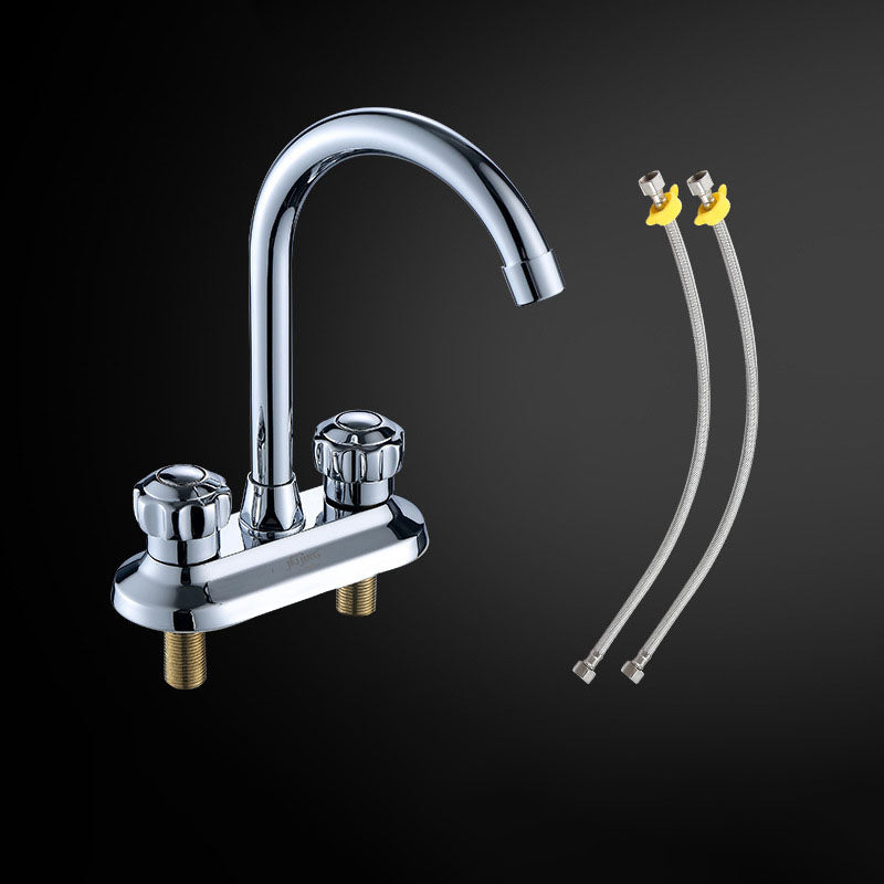 Swivel Spout Centerset Lavatory Faucet Contemporary Brass Bathroom Faucet Clearhalo 'Bathroom Remodel & Bathroom Fixtures' 'Bathroom Sink Faucets' 'Bathroom Sinks & Faucet Components' 'bathroom_sink_faucets' 'Home Improvement' 'home_improvement' 'home_improvement_bathroom_sink_faucets' 6871247