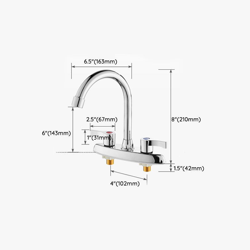 Modern Centerset Faucet Chrome 2 Knob Handles Swivel Spout Bathroom Sink Faucet Clearhalo 'Bathroom Remodel & Bathroom Fixtures' 'Bathroom Sink Faucets' 'Bathroom Sinks & Faucet Components' 'bathroom_sink_faucets' 'Home Improvement' 'home_improvement' 'home_improvement_bathroom_sink_faucets' 6871349