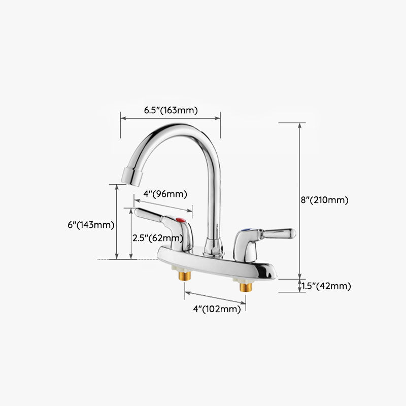 Modern Centerset Faucet Chrome 2 Knob Handles Swivel Spout Bathroom Sink Faucet Clearhalo 'Bathroom Remodel & Bathroom Fixtures' 'Bathroom Sink Faucets' 'Bathroom Sinks & Faucet Components' 'bathroom_sink_faucets' 'Home Improvement' 'home_improvement' 'home_improvement_bathroom_sink_faucets' 6871350