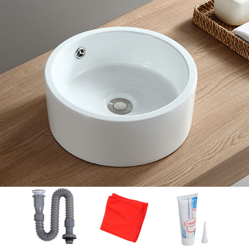 White Bathroom Sink Vessel Porcelain Bathroom Sink (Not Including Faucet) Clearhalo 'Bathroom Remodel & Bathroom Fixtures' 'Bathroom Sinks & Faucet Components' 'Bathroom Sinks' 'bathroom_sink' 'Home Improvement' 'home_improvement' 'home_improvement_bathroom_sink' 6871771