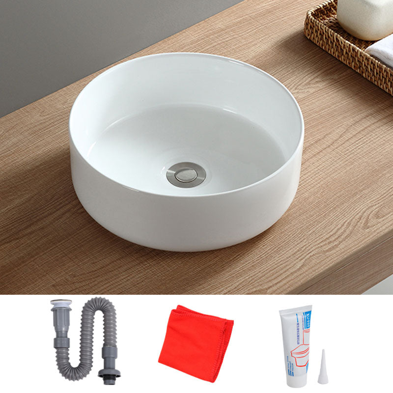 White Bathroom Sink Vessel Porcelain Bathroom Sink (Not Including Faucet) Clearhalo 'Bathroom Remodel & Bathroom Fixtures' 'Bathroom Sinks & Faucet Components' 'Bathroom Sinks' 'bathroom_sink' 'Home Improvement' 'home_improvement' 'home_improvement_bathroom_sink' 6871774