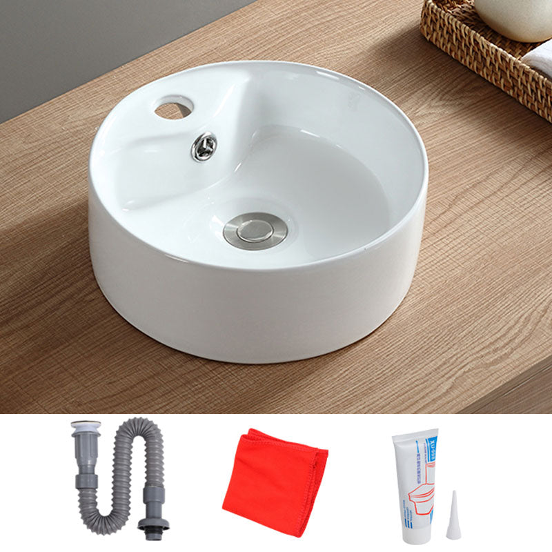 White Bathroom Sink Vessel Porcelain Bathroom Sink (Not Including Faucet) Clearhalo 'Bathroom Remodel & Bathroom Fixtures' 'Bathroom Sinks & Faucet Components' 'Bathroom Sinks' 'bathroom_sink' 'Home Improvement' 'home_improvement' 'home_improvement_bathroom_sink' 6871779