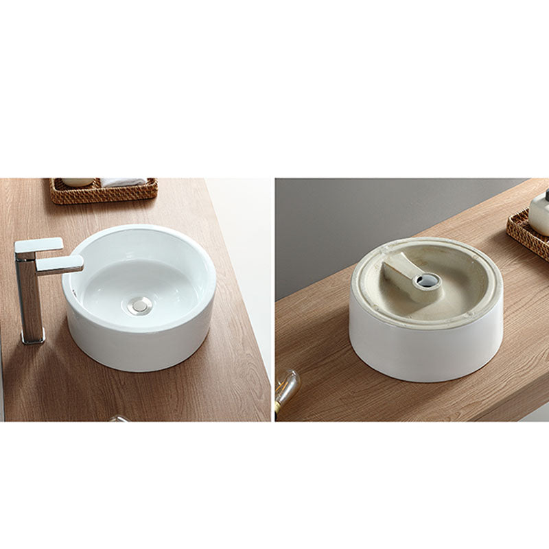 White Bathroom Sink Vessel Porcelain Bathroom Sink (Not Including Faucet) Clearhalo 'Bathroom Remodel & Bathroom Fixtures' 'Bathroom Sinks & Faucet Components' 'Bathroom Sinks' 'bathroom_sink' 'Home Improvement' 'home_improvement' 'home_improvement_bathroom_sink' 6871787