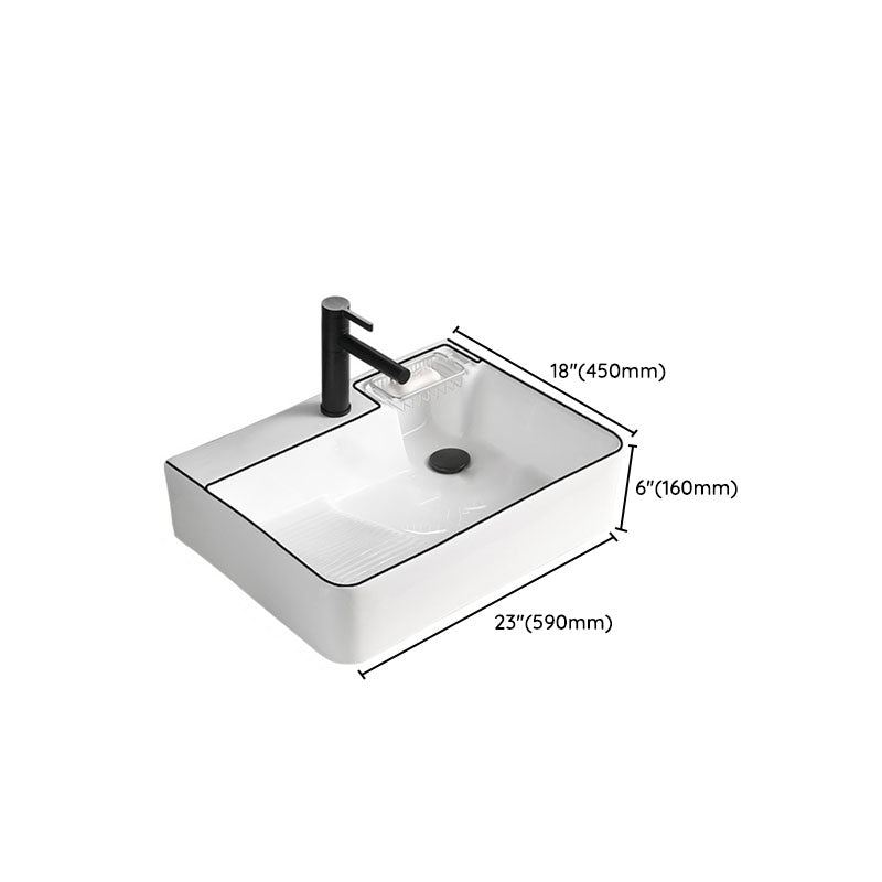 Classic Bathroom Sink Rectangular White Trough Sink with Pop-Up Drain Clearhalo 'Bathroom Remodel & Bathroom Fixtures' 'Bathroom Sinks & Faucet Components' 'Bathroom Sinks' 'bathroom_sink' 'Home Improvement' 'home_improvement' 'home_improvement_bathroom_sink' 6871908