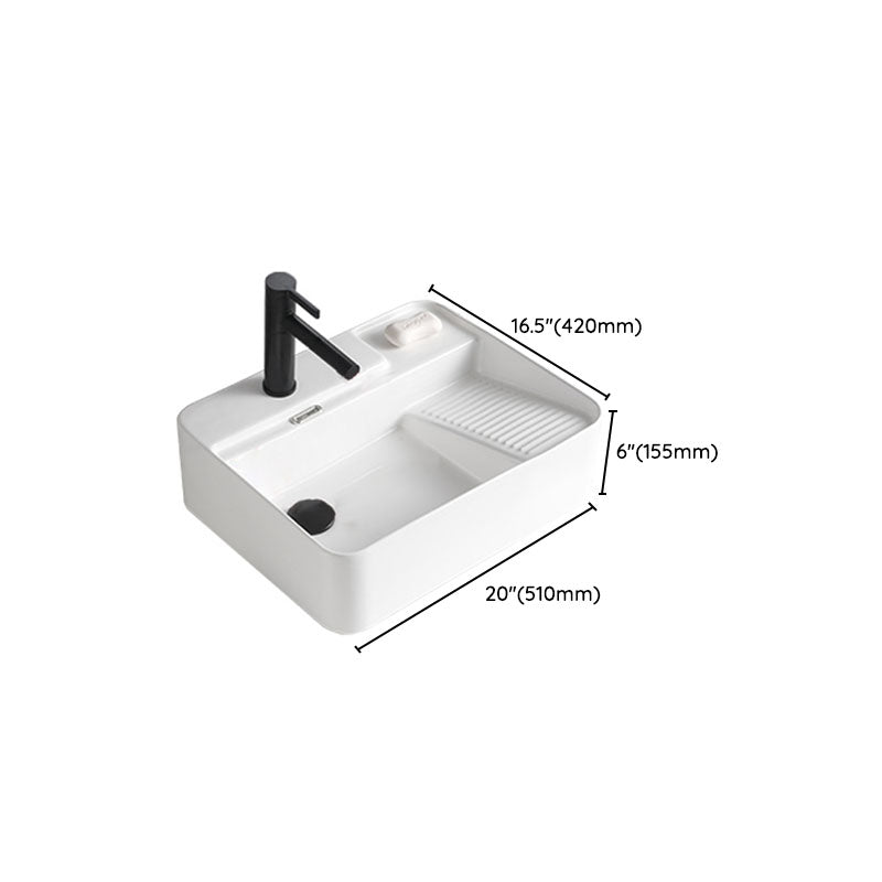 Classic Bathroom Sink Rectangular White Trough Sink with Pop-Up Drain Clearhalo 'Bathroom Remodel & Bathroom Fixtures' 'Bathroom Sinks & Faucet Components' 'Bathroom Sinks' 'bathroom_sink' 'Home Improvement' 'home_improvement' 'home_improvement_bathroom_sink' 6871911