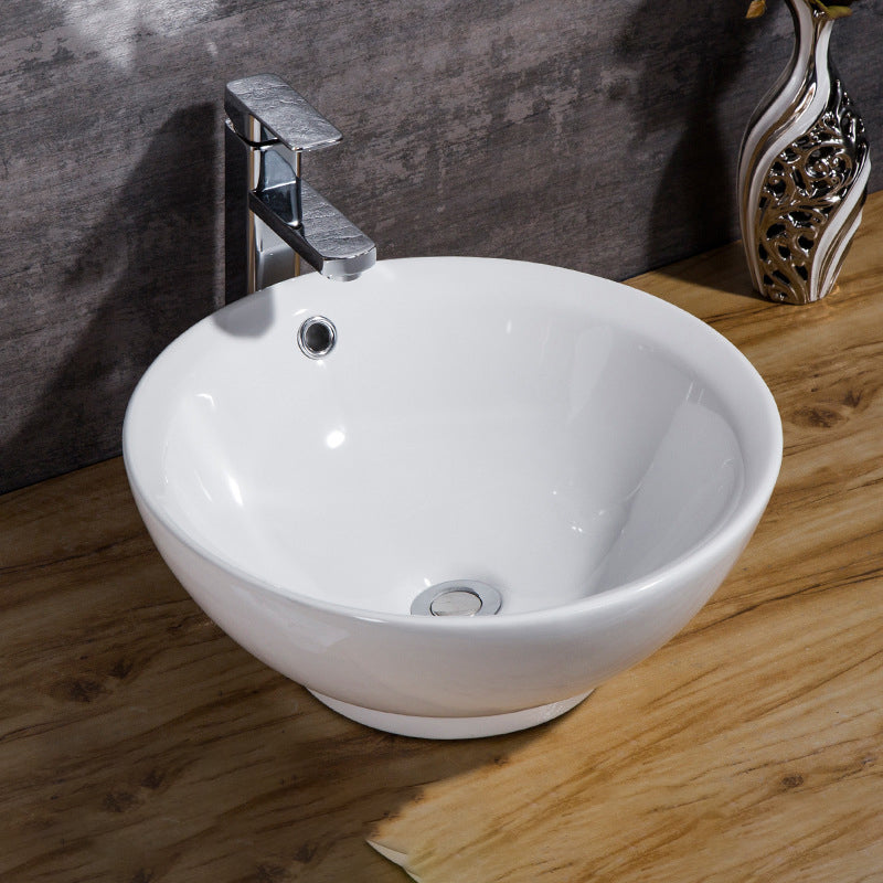 Modern Bathroom Sink Solid Color Porcelain Vessel Bathroom Sink 16.5"L x 16.5"W x 6.7"H Sink with Faucet Clearhalo 'Bathroom Remodel & Bathroom Fixtures' 'Bathroom Sinks & Faucet Components' 'Bathroom Sinks' 'bathroom_sink' 'Home Improvement' 'home_improvement' 'home_improvement_bathroom_sink' 6871920