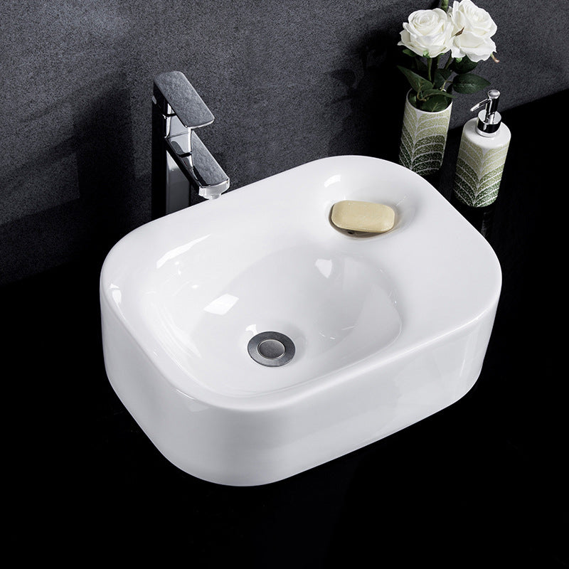 Modern Bathroom Sink Solid Color Porcelain Vessel Bathroom Sink 19"L x 14"W x 6"H Sink with Faucet Clearhalo 'Bathroom Remodel & Bathroom Fixtures' 'Bathroom Sinks & Faucet Components' 'Bathroom Sinks' 'bathroom_sink' 'Home Improvement' 'home_improvement' 'home_improvement_bathroom_sink' 6871937