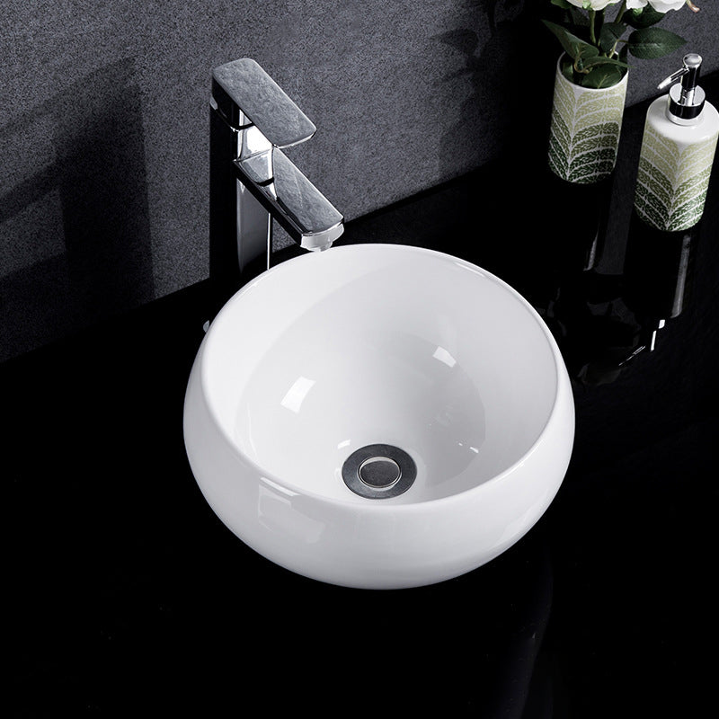 Modern Bathroom Sink Solid Color Porcelain Vessel Bathroom Sink 11"L x 11"W x 6"H Sink with Faucet Clearhalo 'Bathroom Remodel & Bathroom Fixtures' 'Bathroom Sinks & Faucet Components' 'Bathroom Sinks' 'bathroom_sink' 'Home Improvement' 'home_improvement' 'home_improvement_bathroom_sink' 6871938